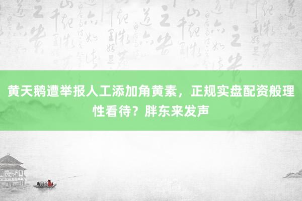 黄天鹅遭举报人工添加角黄素,正规实盘配资般理性看待?胖东来发声
