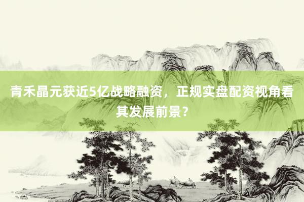 青禾晶元获近5亿战略融资，正规实盘配资视角看其发展前景？