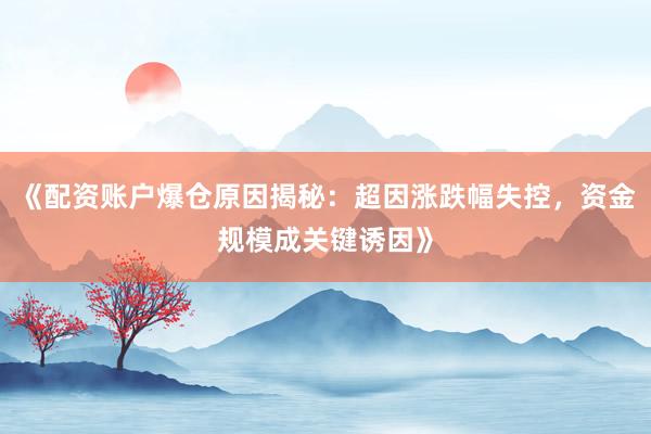 《配资账户爆仓原因揭秘：超因涨跌幅失控，资金规模成关键诱因》