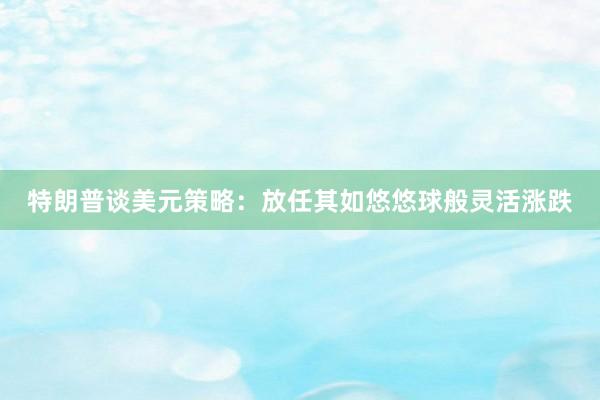 特朗普谈美元策略：放任其如悠悠球般灵活涨跌