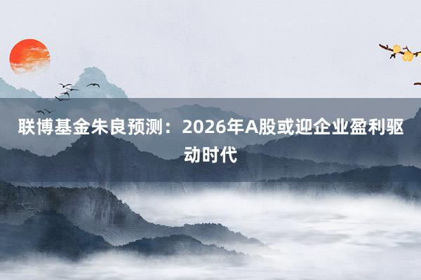 联博基金朱良预测:2026年A股或迎企业盈利驱动时代