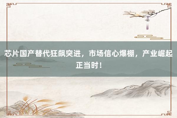 芯片国产替代狂飙突进，市场信心爆棚，产业崛起正当时！
