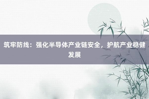 筑牢防线：强化半导体产业链安全，护航产业稳健发展