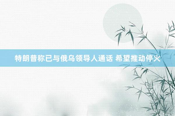 特朗普称已与俄乌领导人通话 希望推动停火