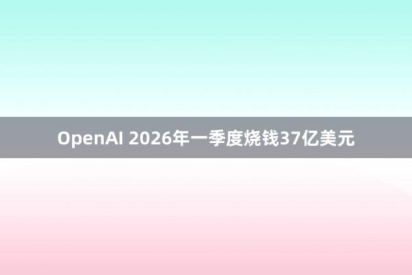 OpenAI 2026年一季度烧钱37亿美元