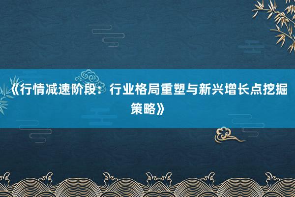 《行情减速阶段：行业格局重塑与新兴增长点挖掘策略》