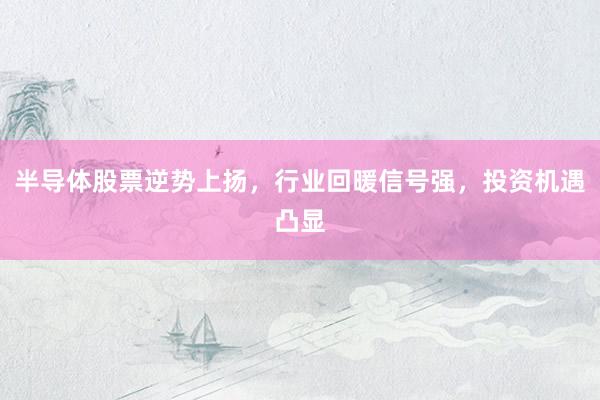 半导体股票逆势上扬，行业回暖信号强，投资机遇凸显