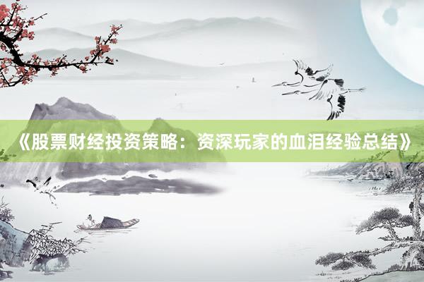 《股票财经投资策略：资深玩家的血泪经验总结》