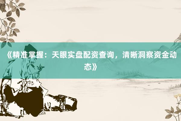 《精准掌握：天眼实盘配资查询，清晰洞察资金动态》