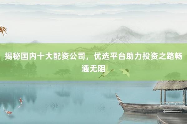 揭秘国内十大配资公司，优选平台助力投资之路畅通无阻