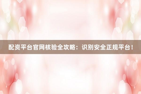 配资平台官网核验全攻略：识别安全正规平台！