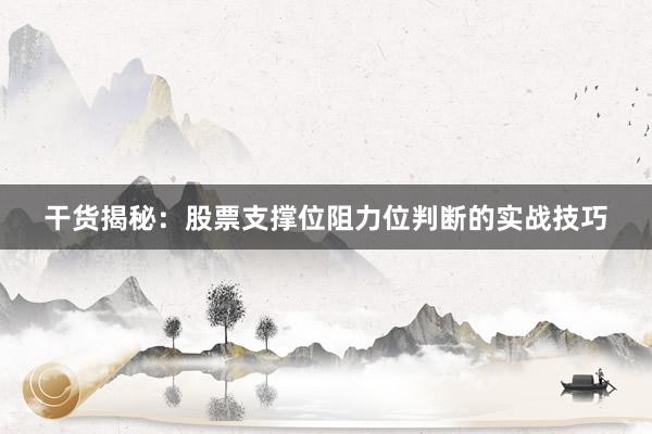 干货揭秘：股票支撑位阻力位判断的实战技巧