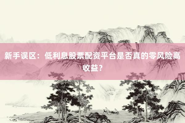 新手误区：低利息股票配资平台是否真的零风险高收益？
