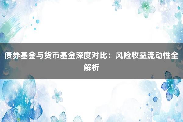 债券基金与货币基金深度对比：风险收益流动性全解析